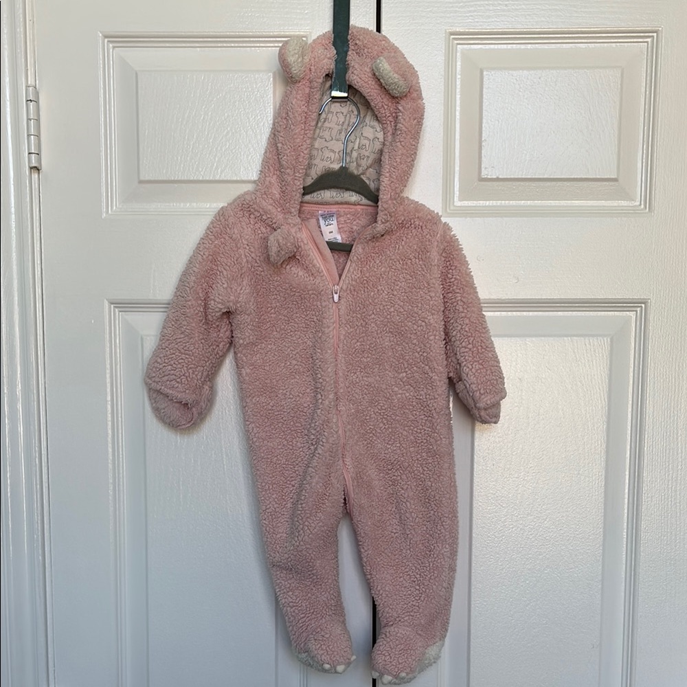 Carter's Sherpa Fleece Teddy Bear Onesie in Light Pink Size 6M